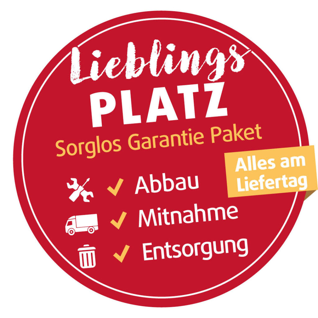 Lieblingsplatz Sorglos-Garantie-Paket von Polstermöbel Fischer – Abbau, Mitnahme und Entsorgung am Liefertag inklusive.