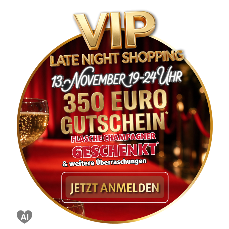 VIP Late Night Shopping bei Polstermöbel Fischer am 13. November von 19 bis 24 Uhr mit 350 Euro Gutschein, Champagner und weiteren Überraschungen