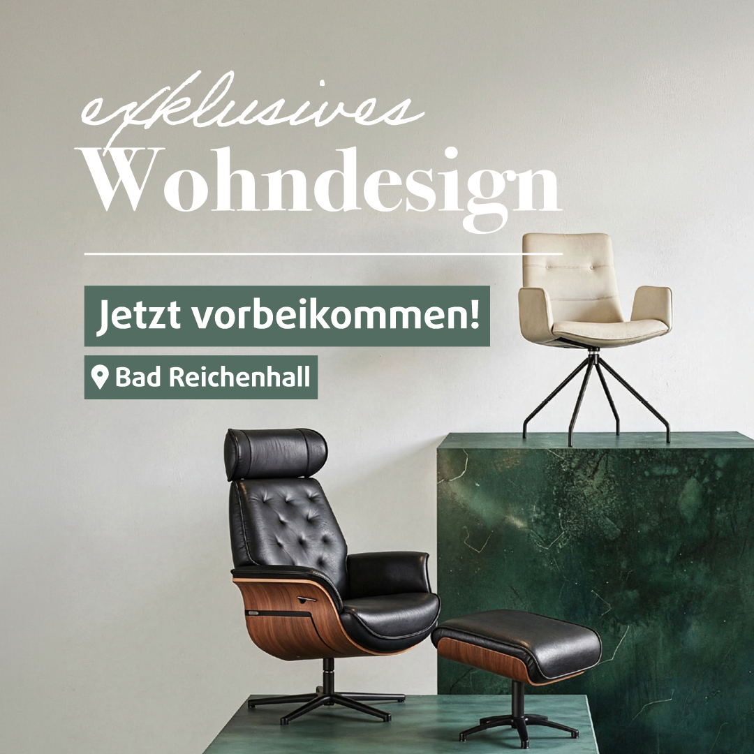 Exklusive Polstermöbel von Fischer mit modernem Ledersessel, Hocker und Sofa für stilvolles Wohndesign